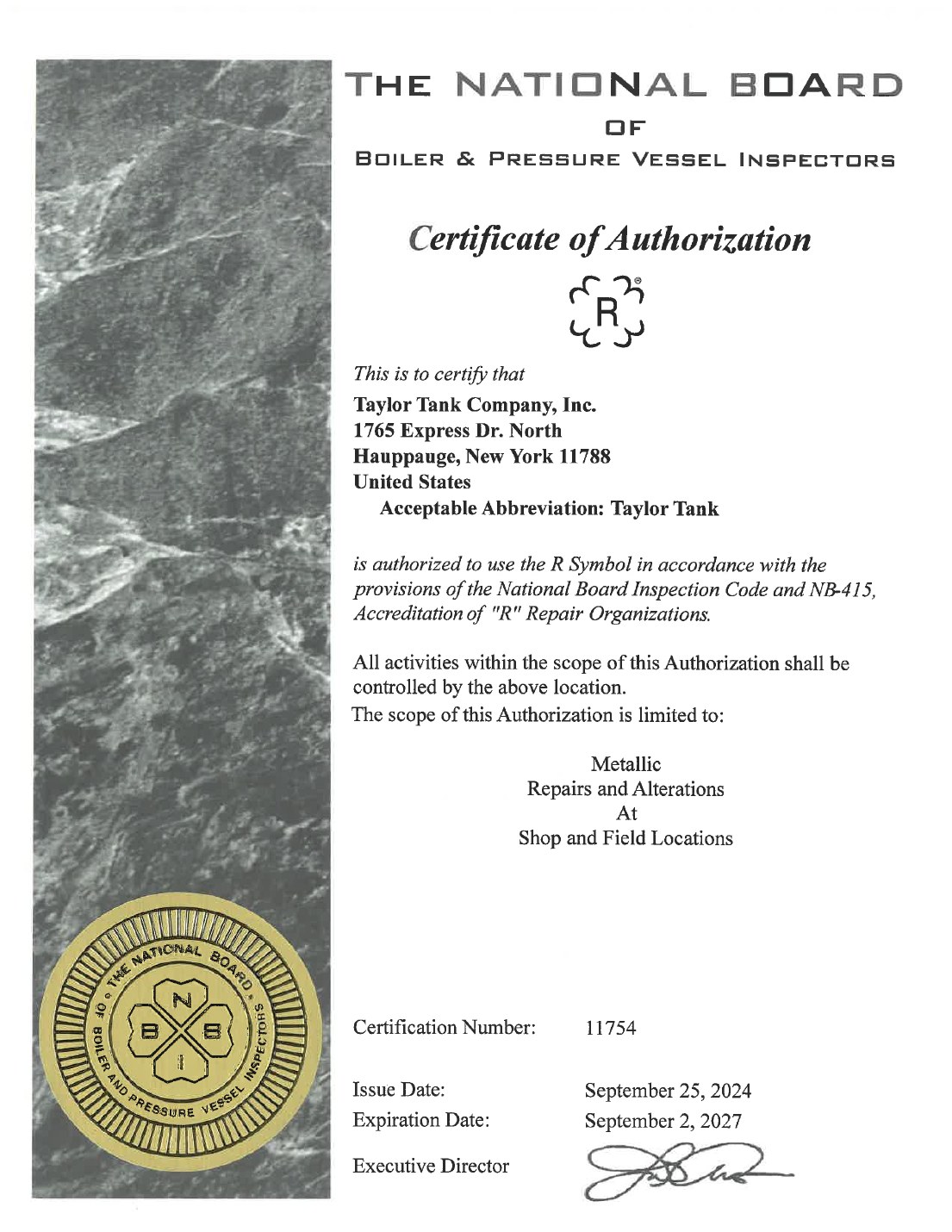 R Stamp Certificate preview